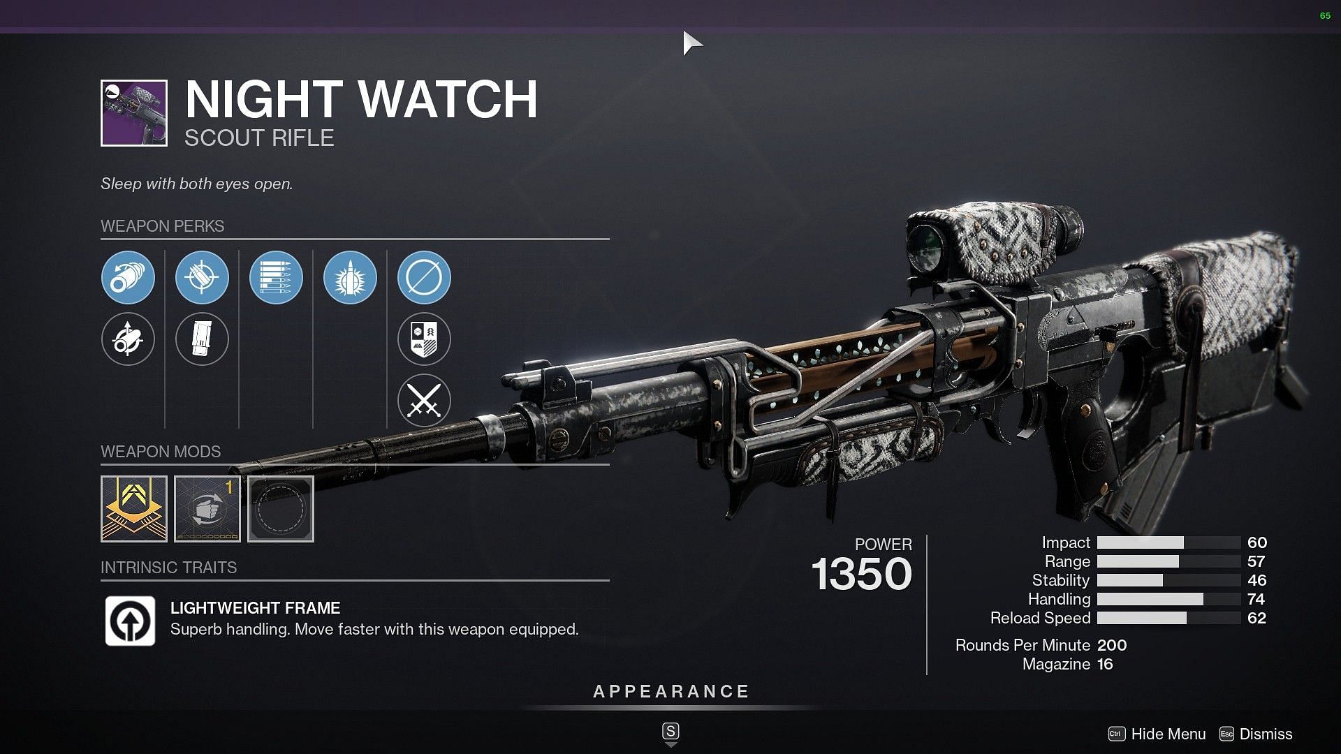 Night Watch from Xur this week (Image via Destiny 2)