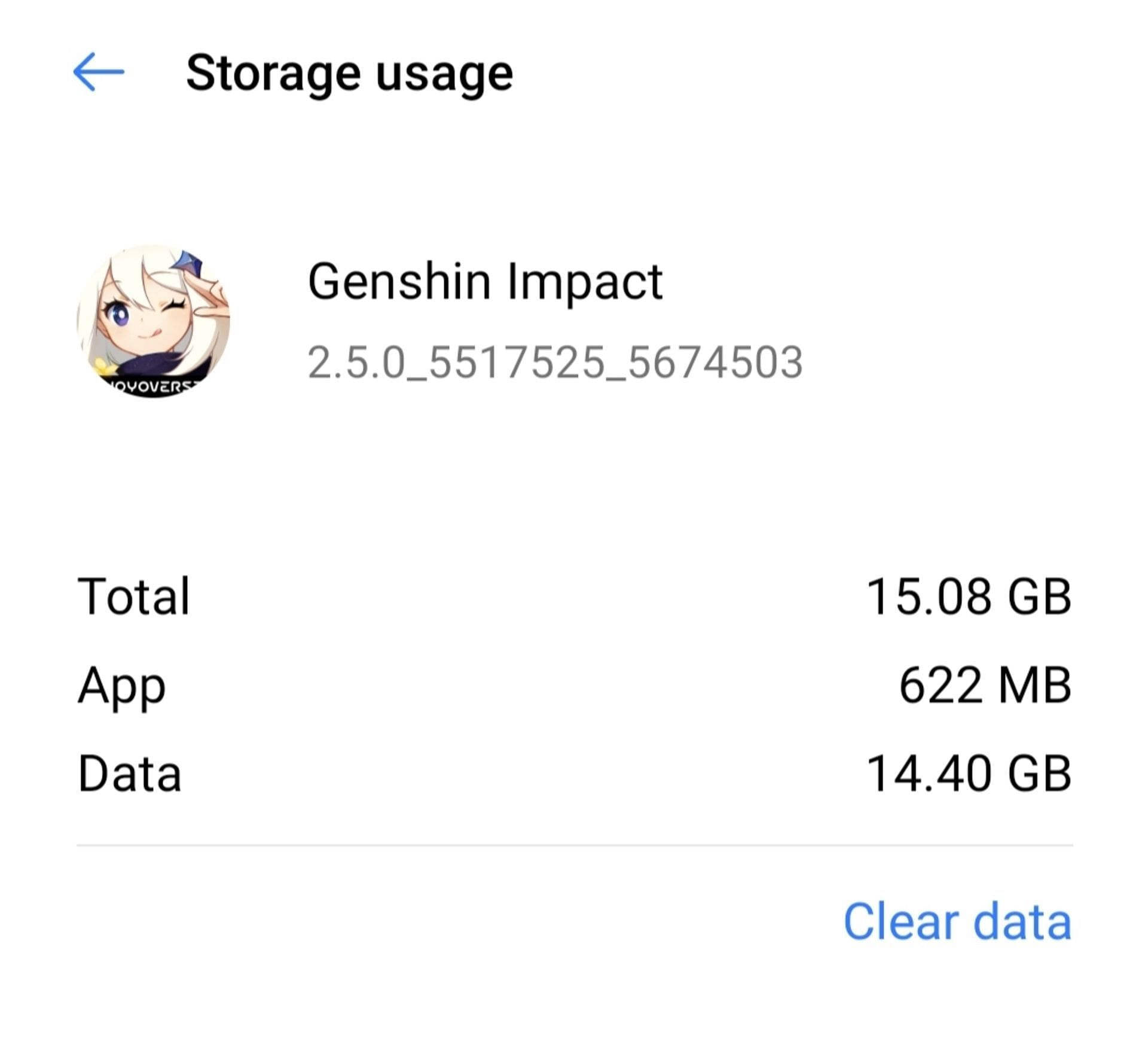 Storage is the biggest foe for Genshin Impact Mobile players (Image via Android Phone Settings)