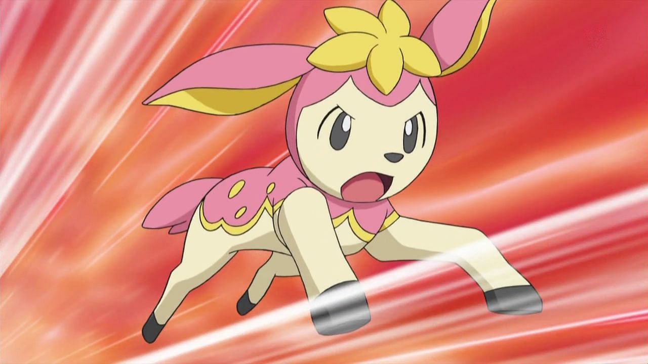 Deerling&#039;s spring form as it appears in the anime (Image via The Pokemon Company)