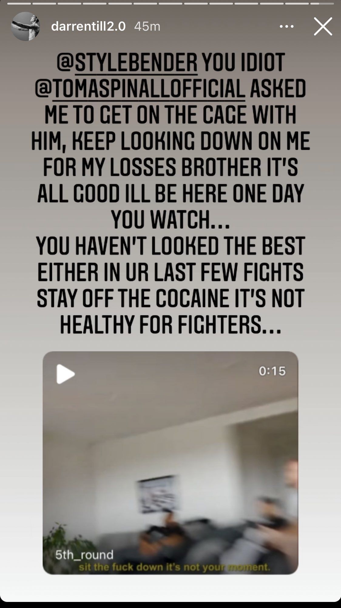 Darren Till claps back at Israel Adesanya [Screenshot via @Bendaman2001 on Twitter]