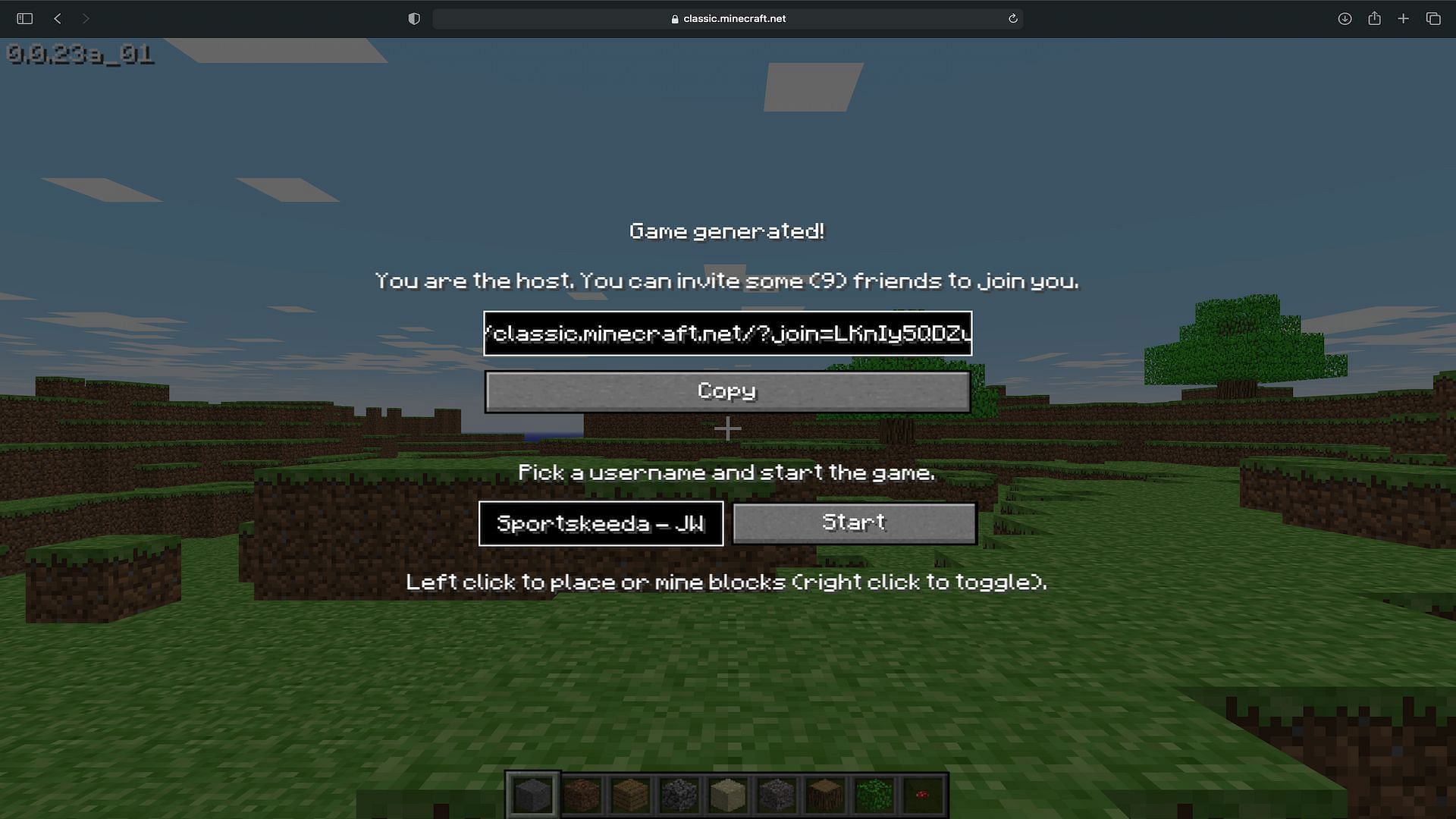 Players can play the free classic version of the game by simply going to classic.minecraft.net (Image via Mojang)