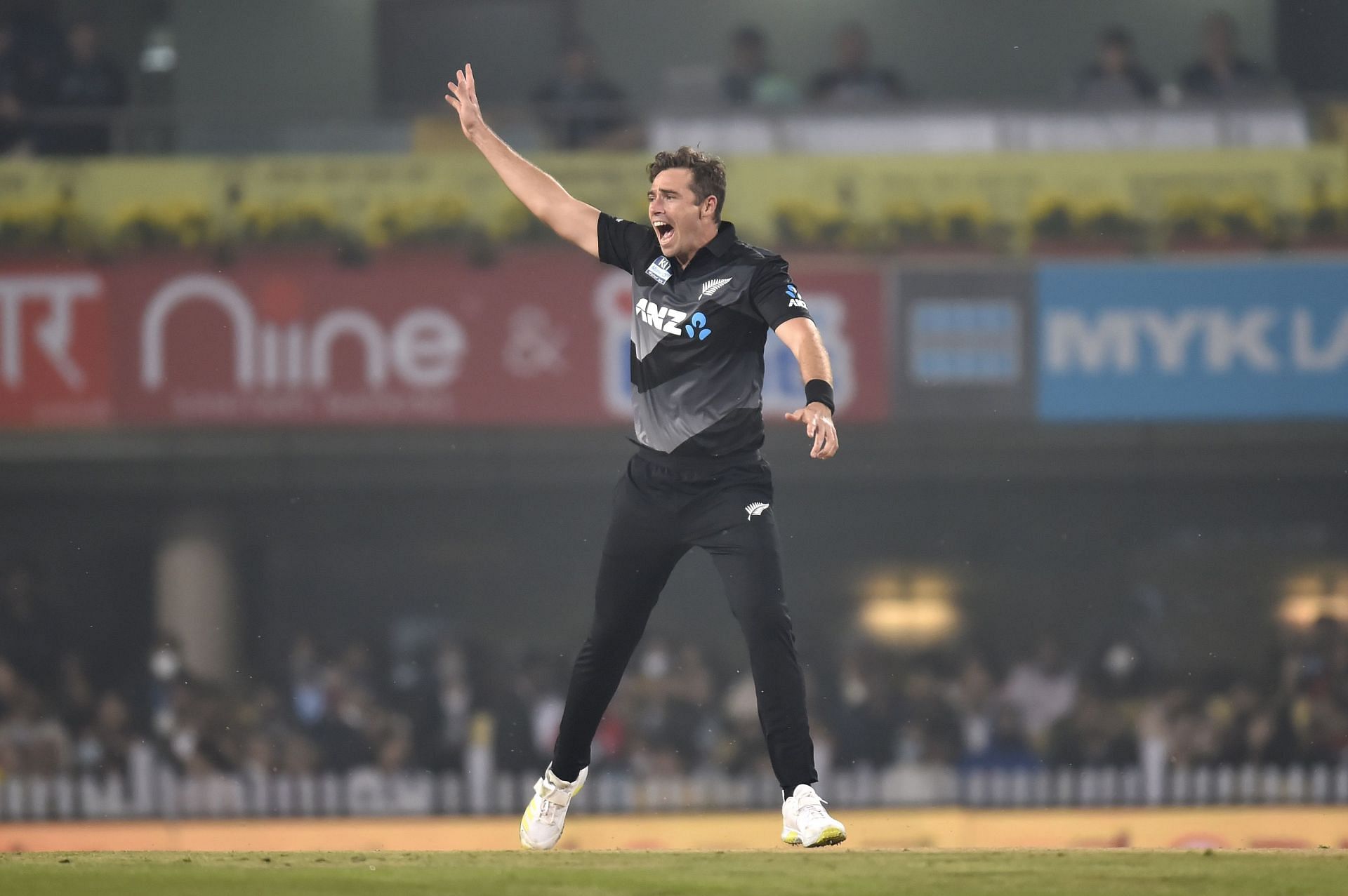 Tim Southee during a T20I against India. Pic: Getty Images