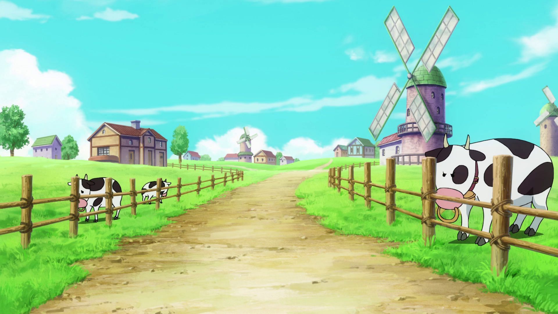 Luffy&#039;s hometown of Foosha village as seen in the series&#039; anime (Image via Toei Animation)