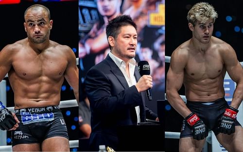 ONE CEO Chatri Sityodtong (middle) says that Eddie Alvarez (left) and Sage Northcutt (right) turned down fights for ONE X. (Images courtesy of ONE Championship)