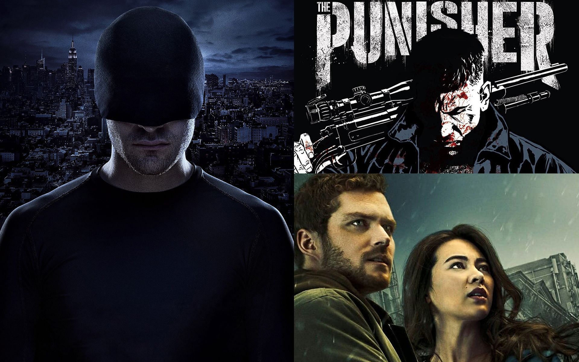 Daredevil, The Punisher, and Iron Fist (Image via Instagram: officialdaredevil, thepunishernetflix &amp; theimmortalfinnjones)