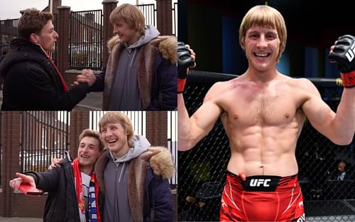 The fan with Pimblett (left, image courtesy of Paddy The Baddy YouTube channel); Paddy Pimblett (right, image courtesy of Getty)