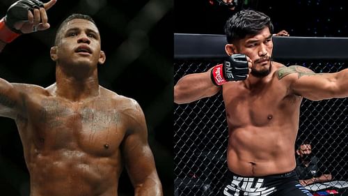 Gilbert Burns (left) hails teammate Aung La N Sang (right)