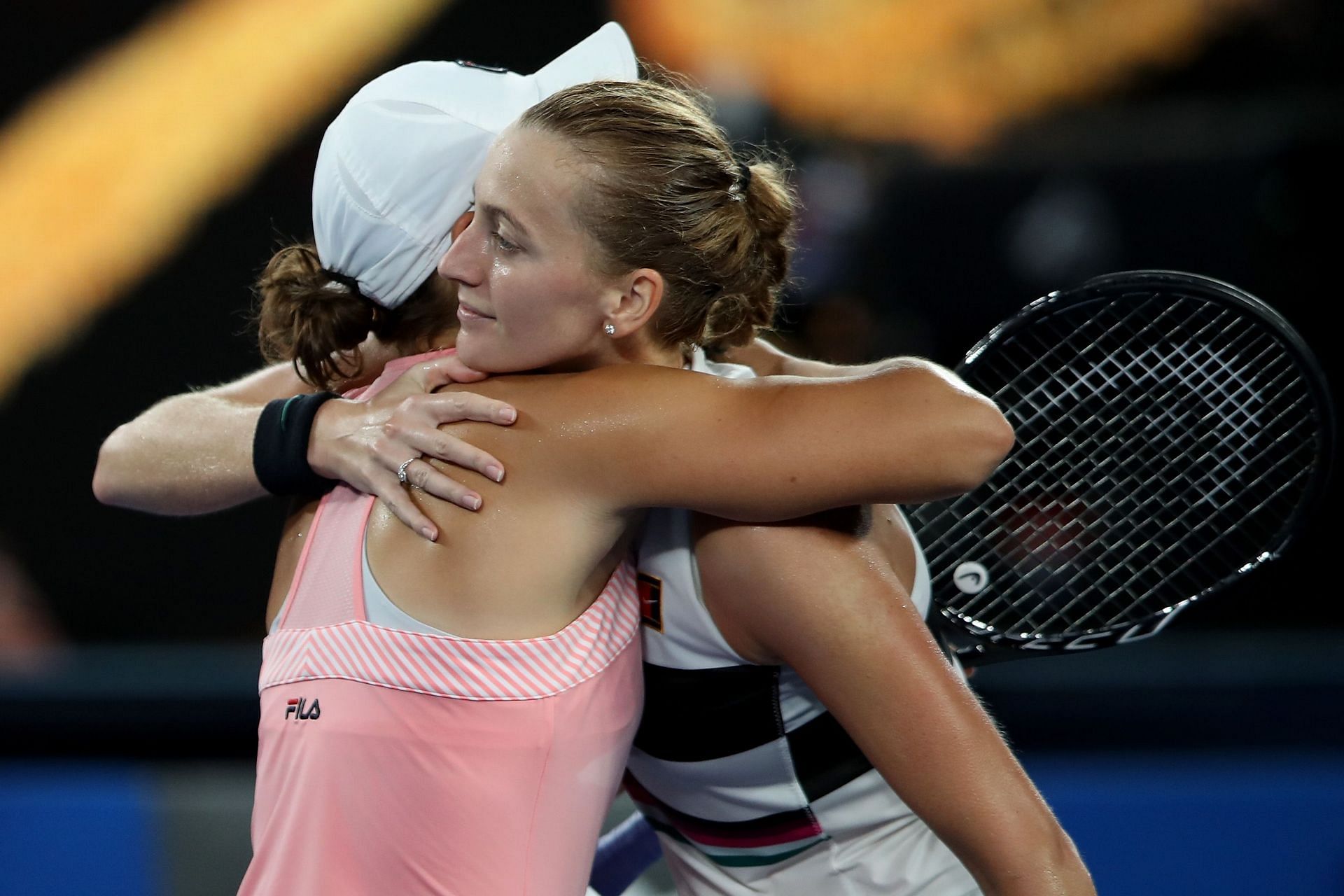 Ashleigh Barty (L) &amp; Petra Kvitova at the 2019 Australian Open.