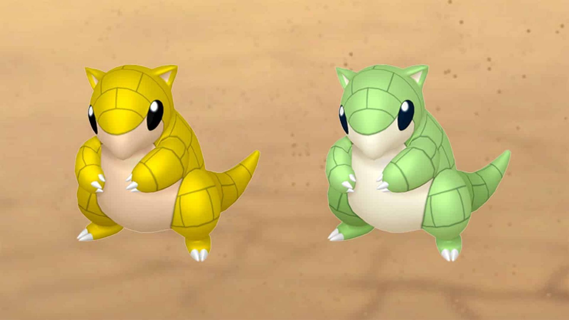 Sandshrew and its shiny variant&#039;s official artwork used in the Pokemon HOME application (Image via The Pokemon Company)