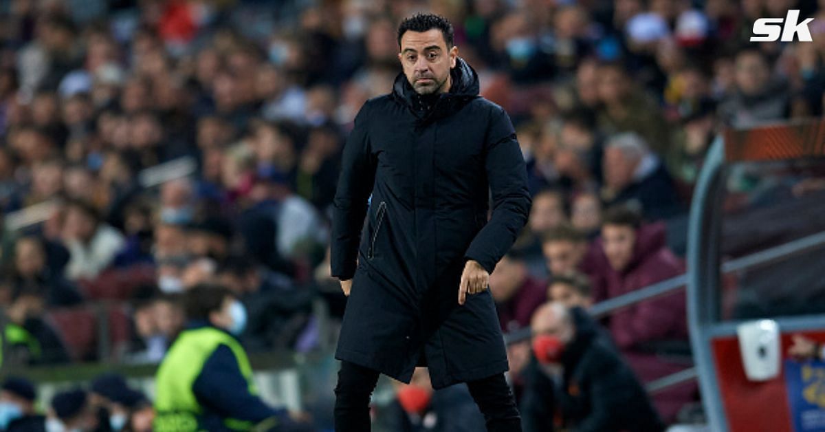 Barcelona manager Xavi Hernandez looks on during a match.