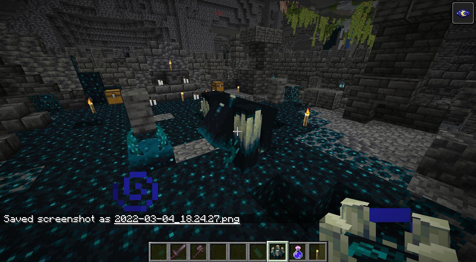The mob emerges from the ground (Image via Minecraft)