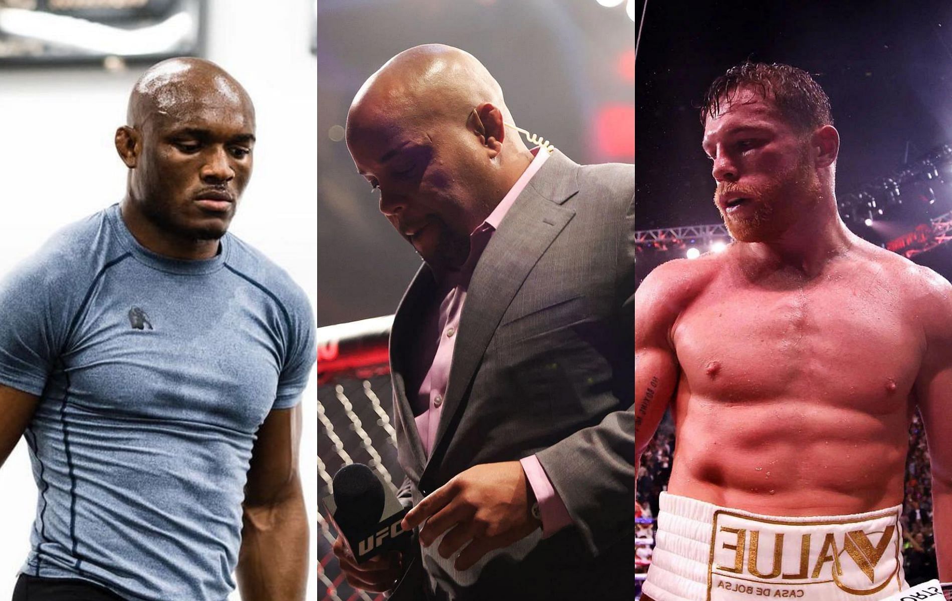 Kamaru Usman (left), Daniel Cormier (center) &amp; Canelo Alvarez (right) [Image Credits- @usman84kg on Instagram]