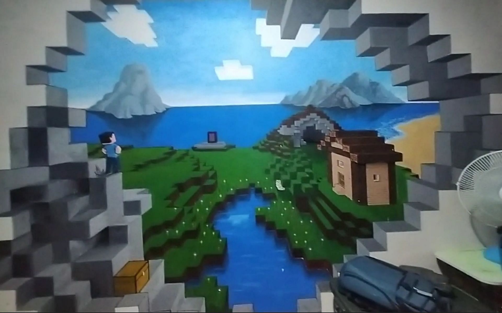 Wall painting of the game (Image via u/MonsieurBlue7 Reddit)