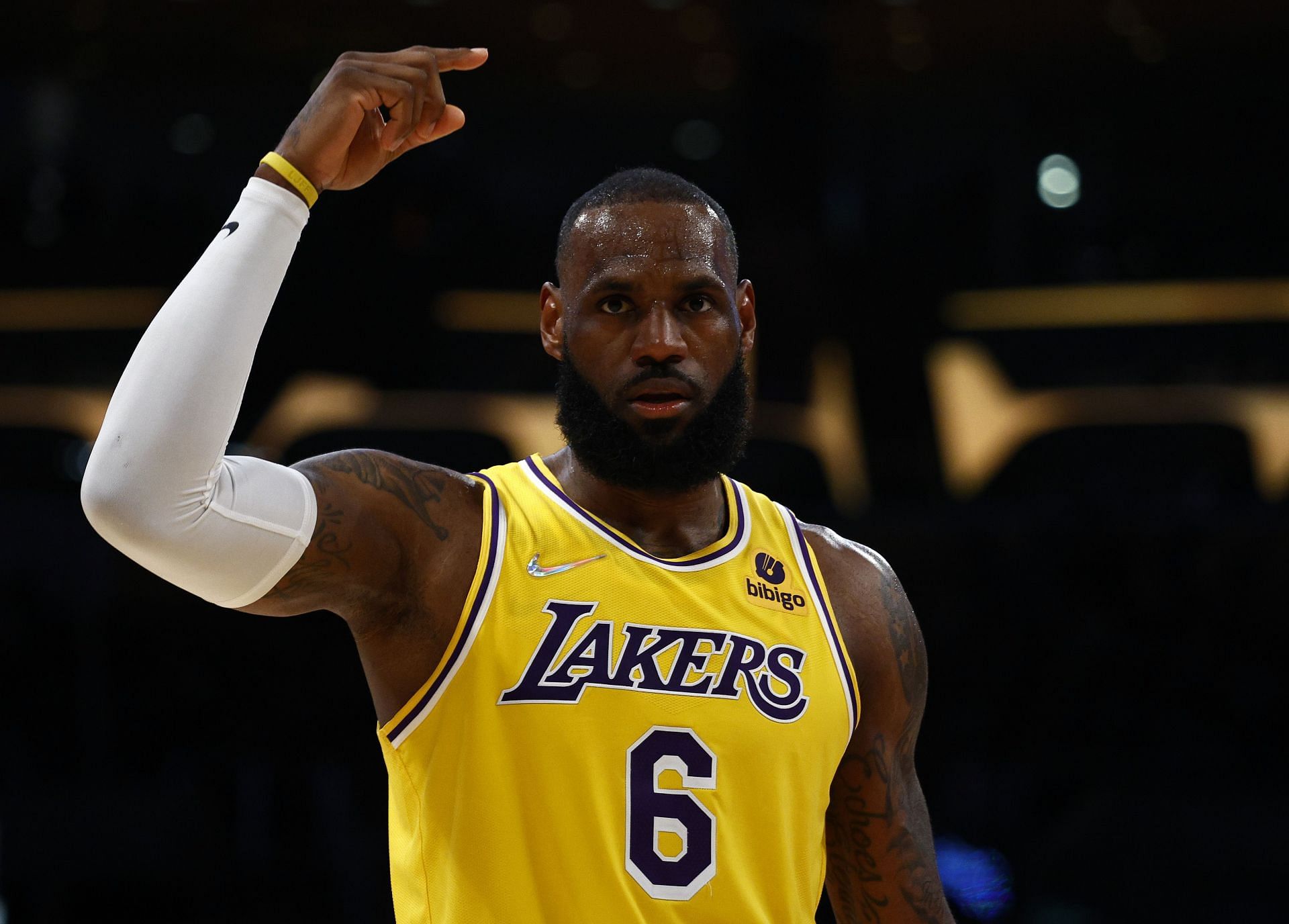 LeBron James of the LA Lakers at Crypto.com Arena on Tuesday in Los Angeles, California