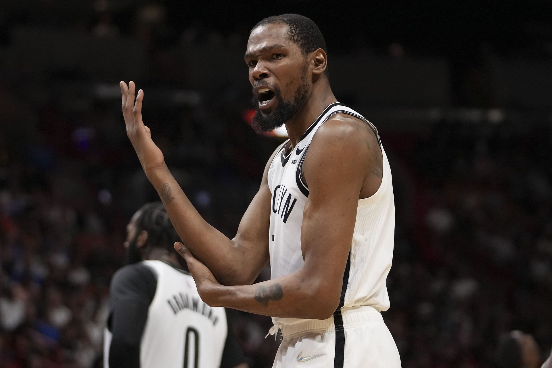 Brooklyn Nets star Kevin Durant in action during a game