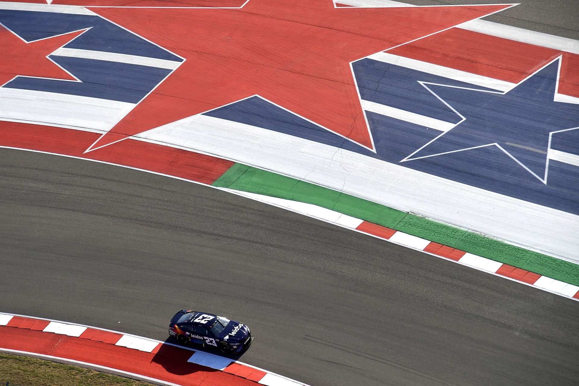 Bubba Wallace jr. drives during qualifying for the NASCAR Cup Series Echopark Automotive Grand Prix at Circuit of The Americas. (Photo by Logan Riely/Getty Images)