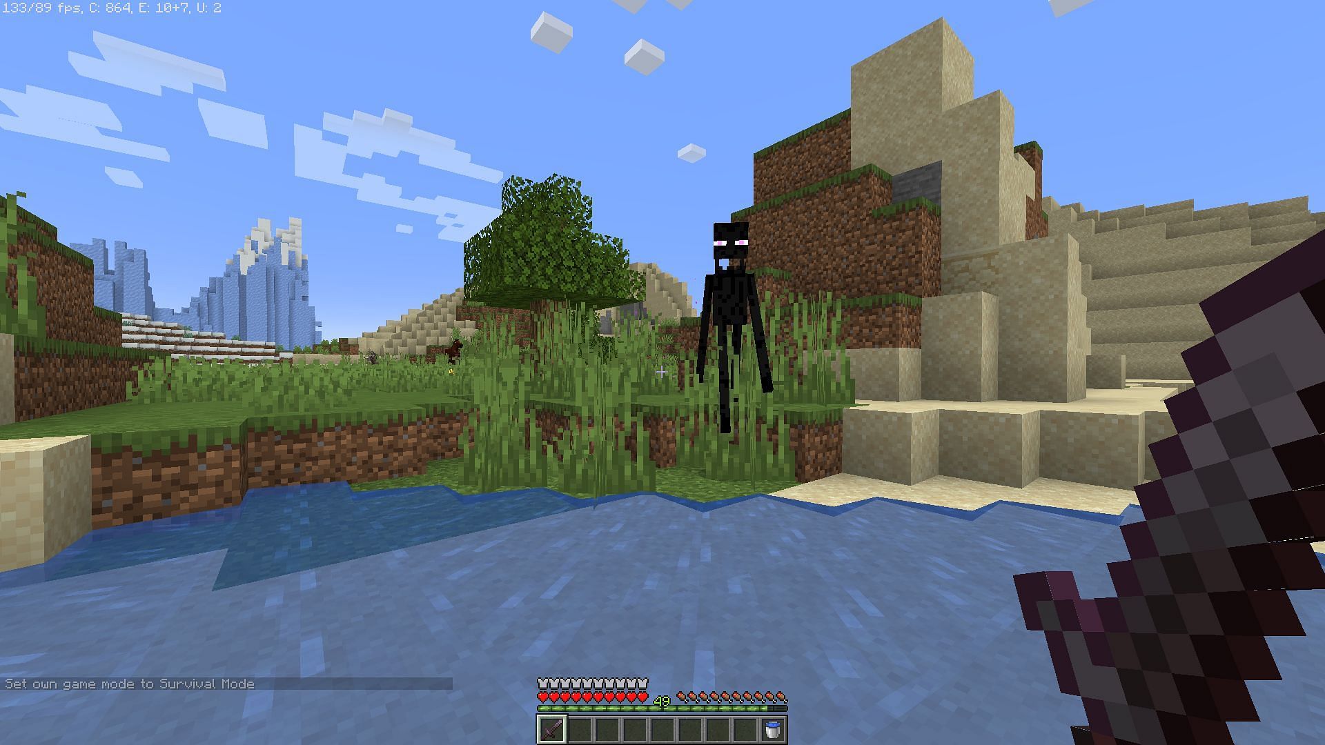 Enderman cannot come in contact with water (Image via Minecraft)