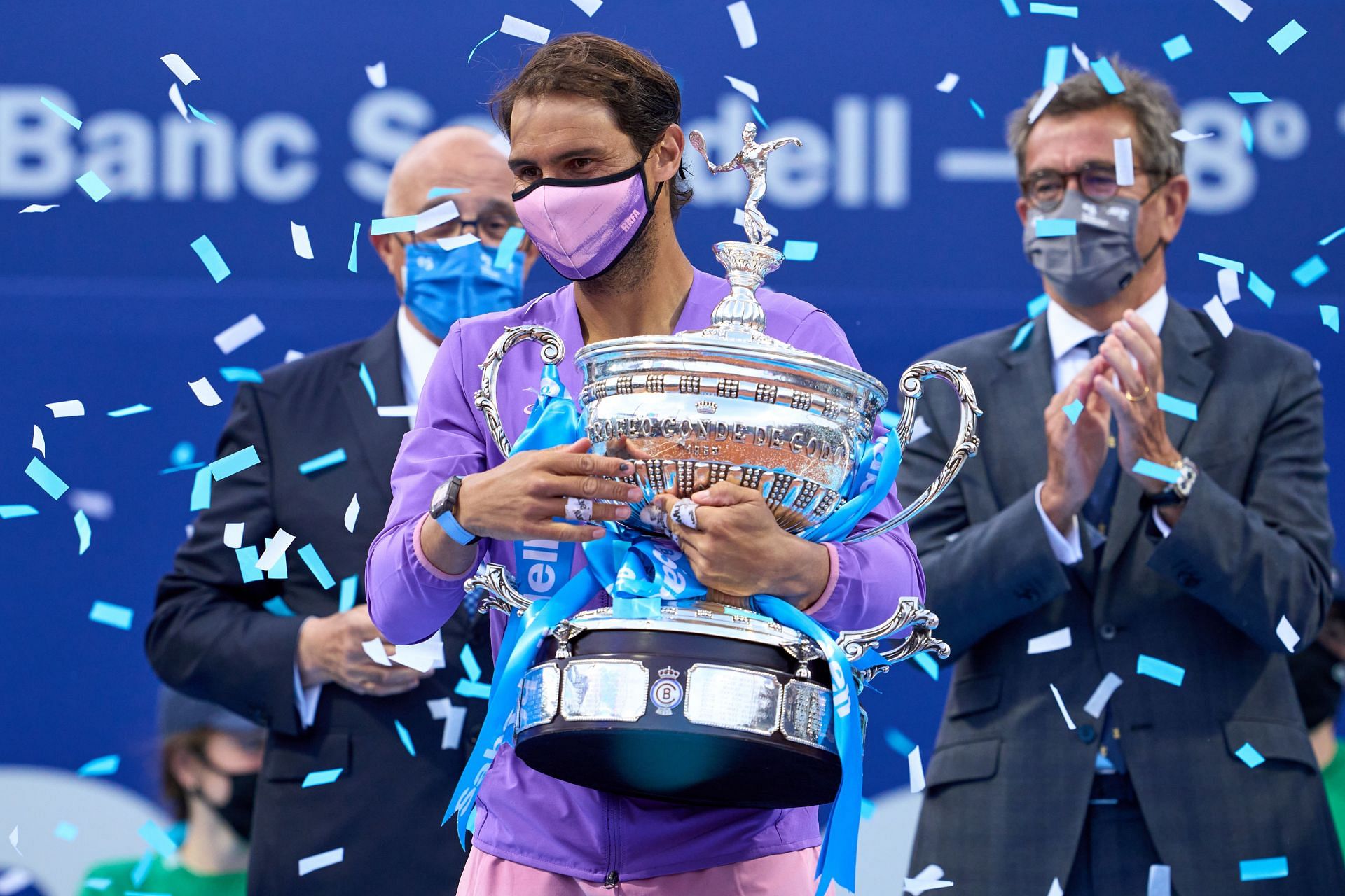 Rafael Nadal with the 2021 Barcelona Open trophy