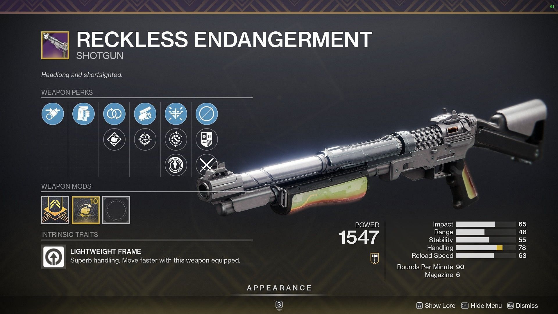 Reckless Endangerment (Image via Destiny 2)