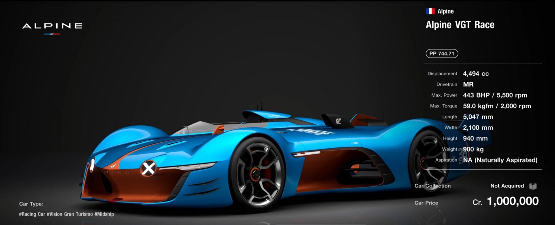 If a driver is looking for a sleek racing vehicle, Alpine has them covered (Image via Sony)