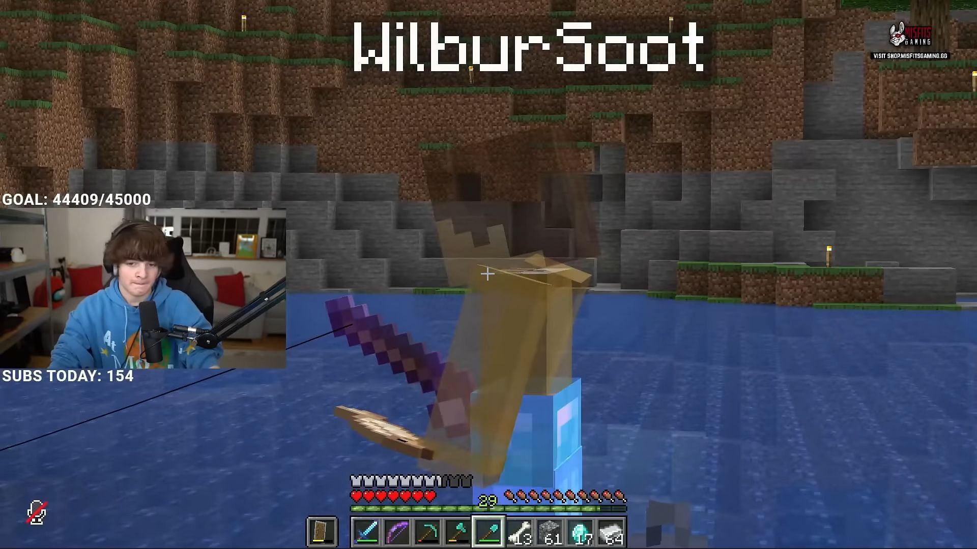 Wilbur fishing on Origins SMP (Image via Canooon YouTube)