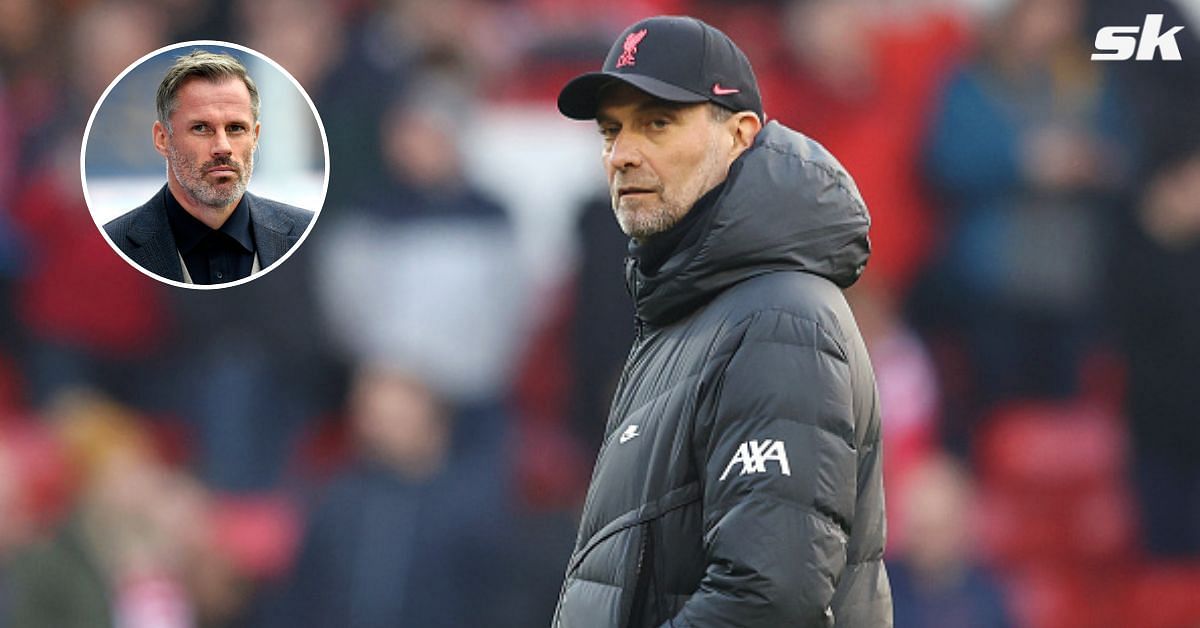 Reds manager Jurgen Klopp; [inset] Jamie Carragher.