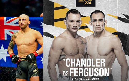 Alexander volkanovski (Left) shares his prediction for Michael Chandler vs. Tony Ferguson (Images courtesy of Getty and @ufc ig)