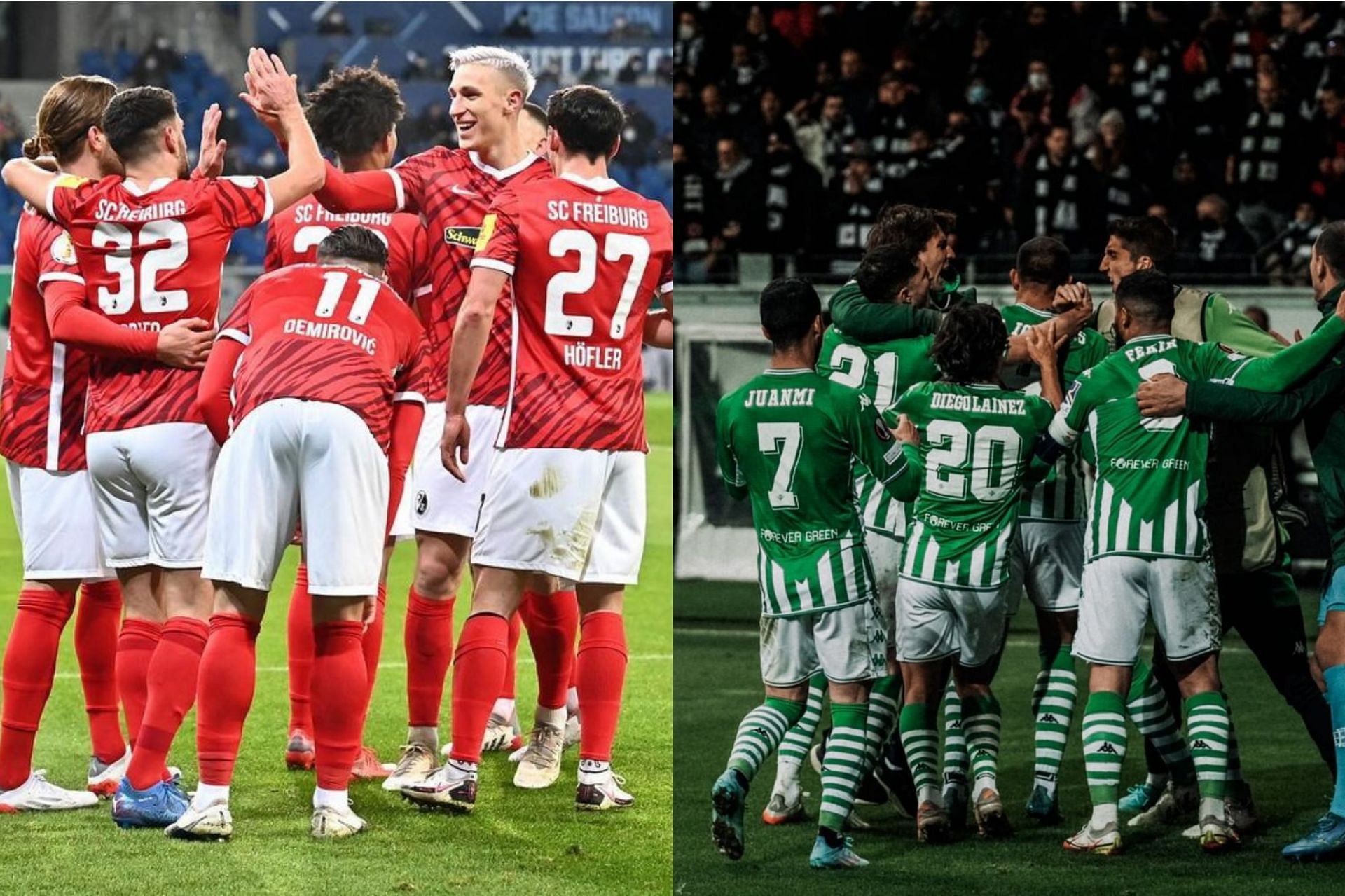 SC Freiburg (L) and Real Betis (R) have been two of the most overachieving clubs this season
