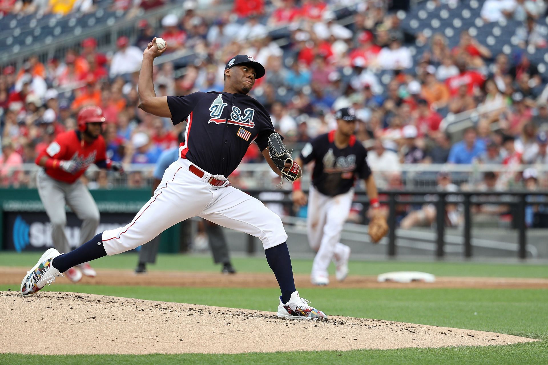 Hunter Greene pitches during the SiriusXM All-Star Futures Game last season