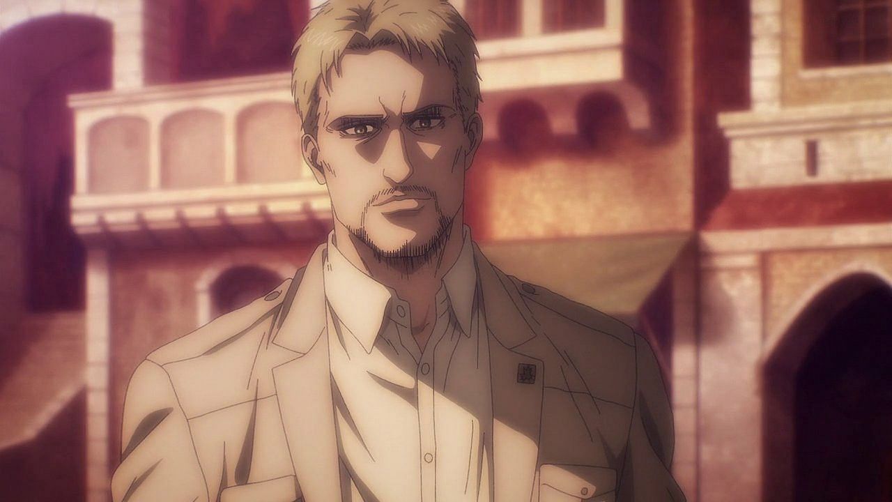 Reiner as seen in the series&#039; anime (Image via MAPPA Studios)