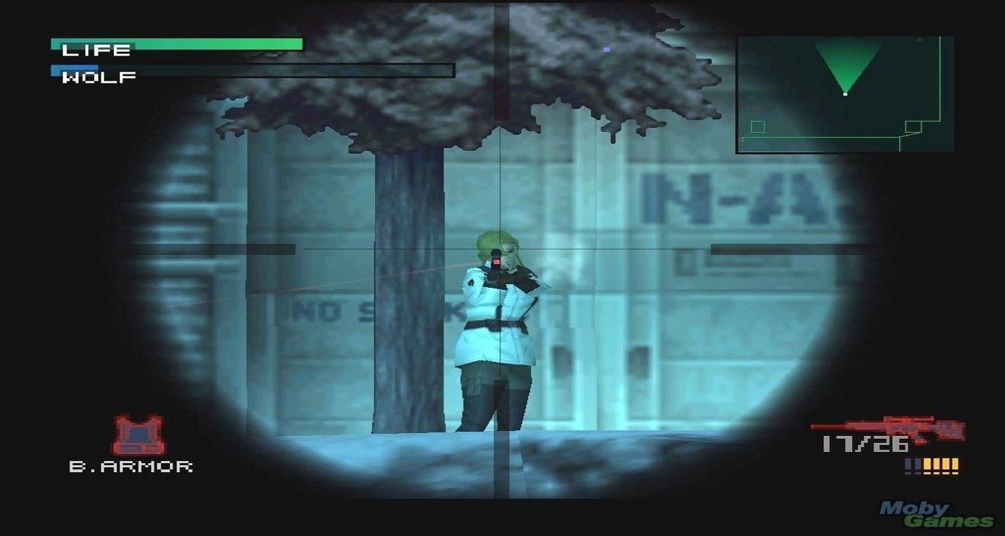 Solid Snake looking through a scope (Image via Metal Gear Solid)