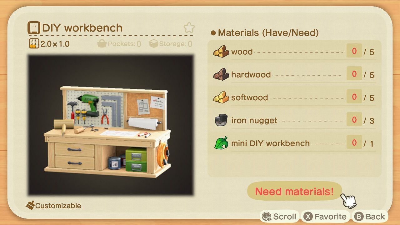 Bureau de bricolage à Animal Crossing: New Horizons (Image via r/AnimalCrossing/Reddit)