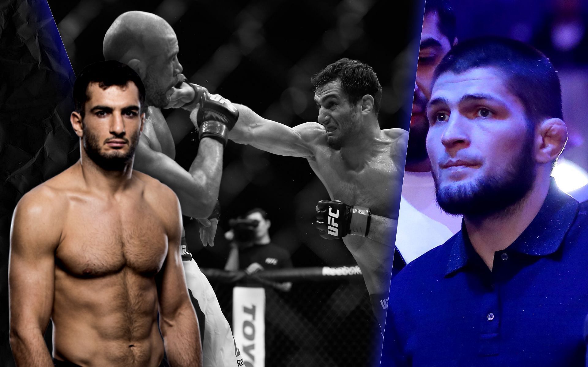 Gegard Mousasi (left. Image credit: UFC.com), Gegard Mousasi vs Thales Leites (middle), Khabib Nurmagomedov (right)