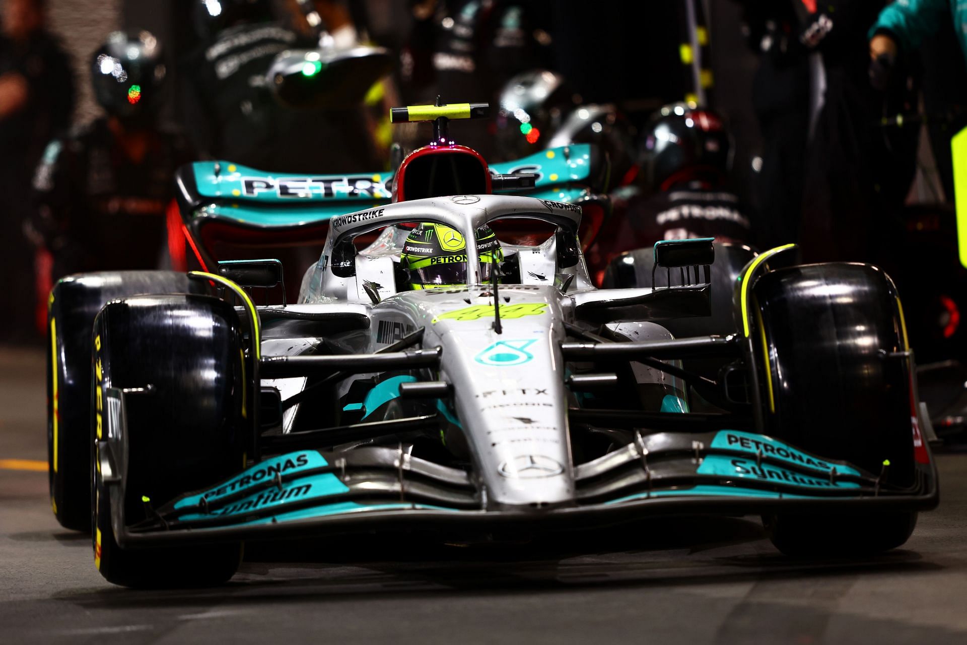 Lewis Hamilton&#039;s (#44) Mercedes W13, could only manage a solitary point at the 2022 Saudi Arabian Grand Prix