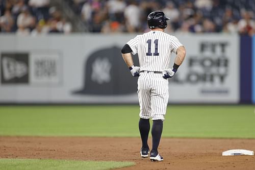 Brett Gardner during a Texas Rangers v New York Yankees game.