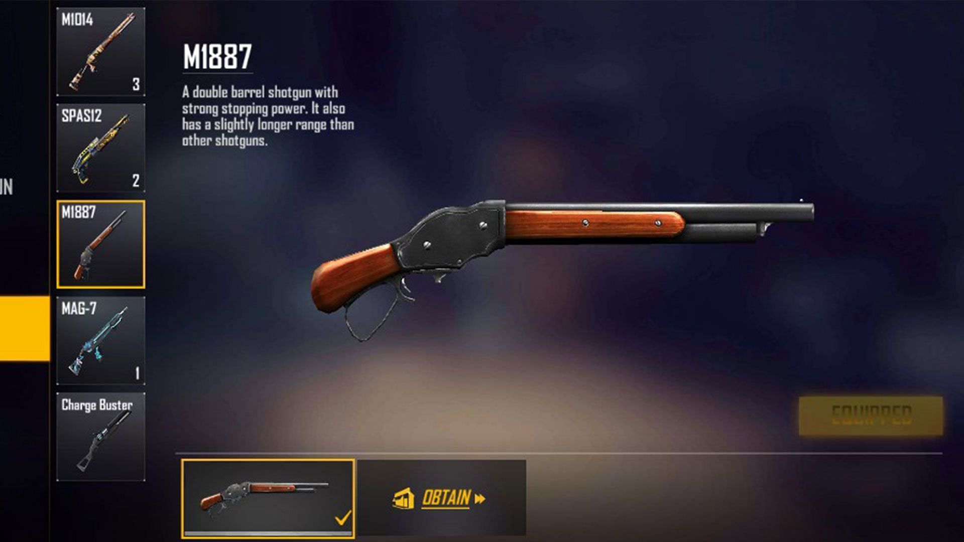 M1887 has longer range than other shotguns in Free Fire Max (Image via Garena)