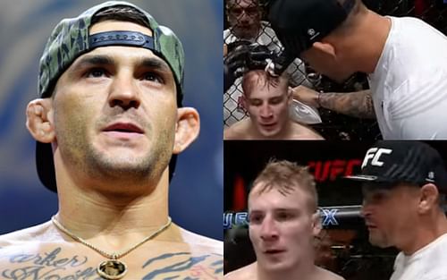 Dustin Poirier (left, image courtesy of Getty); Fletcher and Poirier (right, images courtesy of ESPN MMA YouTube)