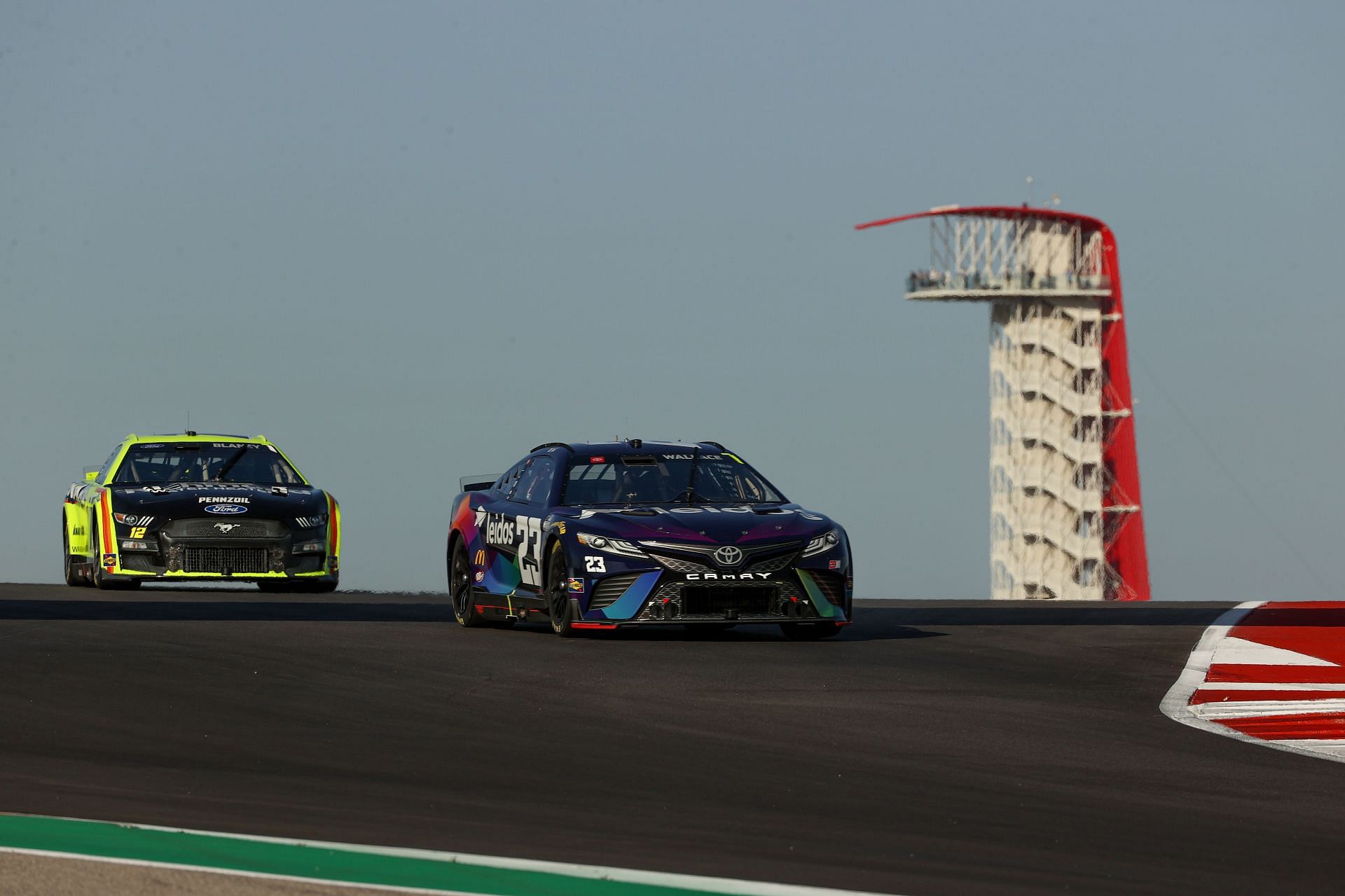 Bubba Wallace Jr. (#23)drives during practice for the NASCAR Cup Series Echopark Automotive Grand Prix at Circuit of The Americas