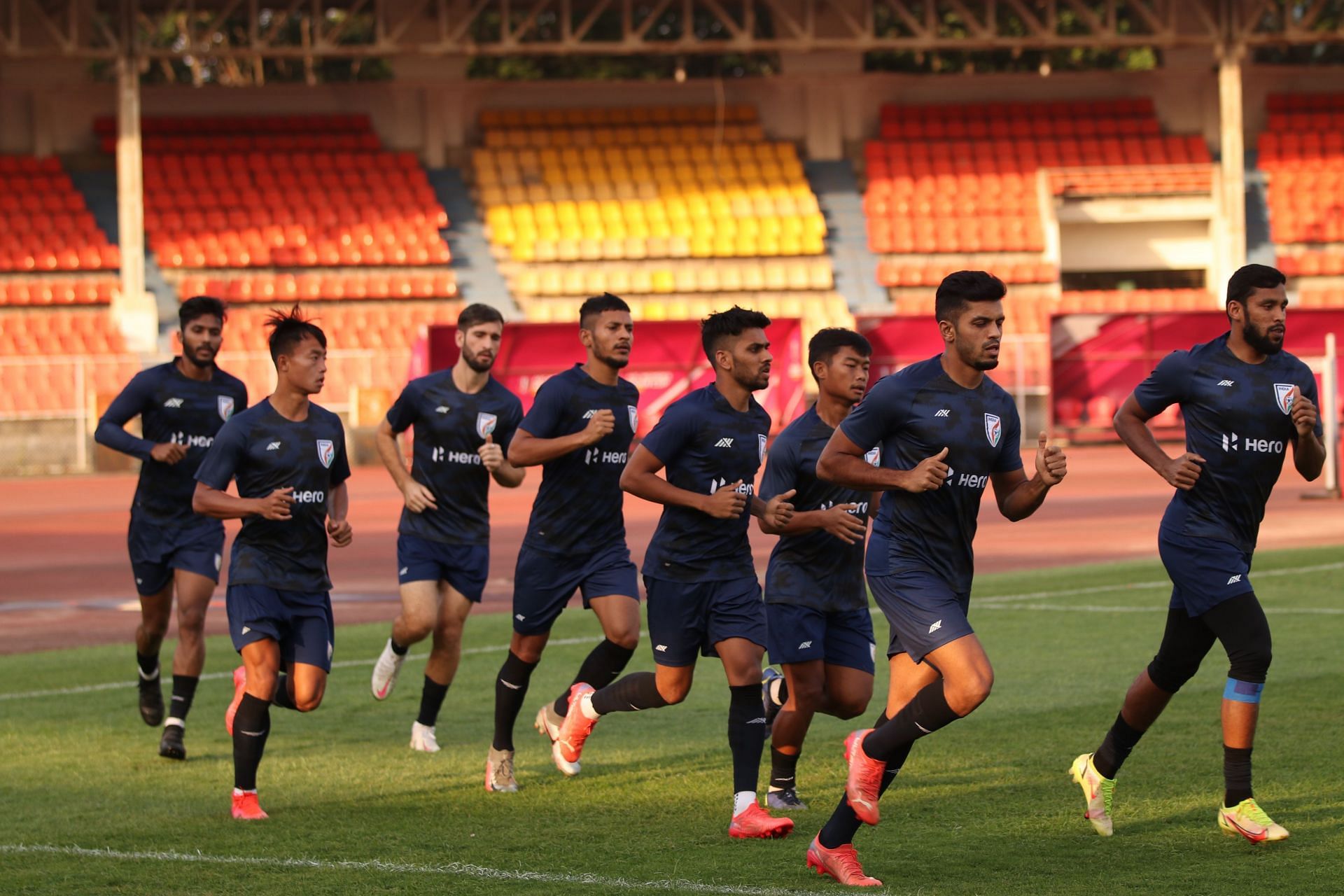 Indian players preparing for the game against Belarus. (Image Courtesy: Twitter/IndianFootball)