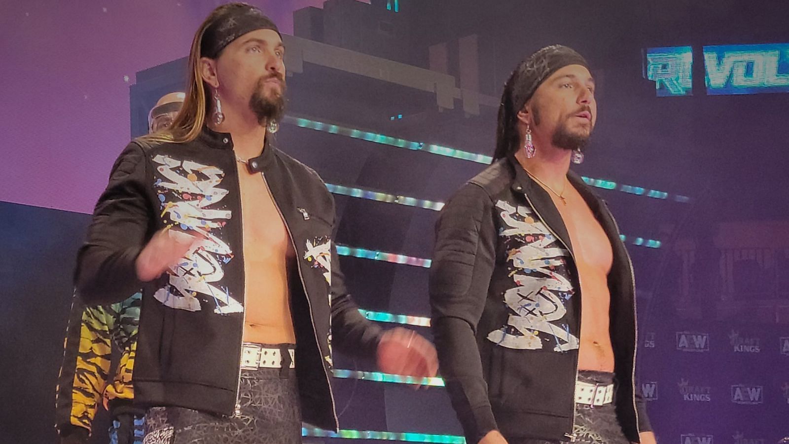 The Bucks during their entrance at AEW Revolution.