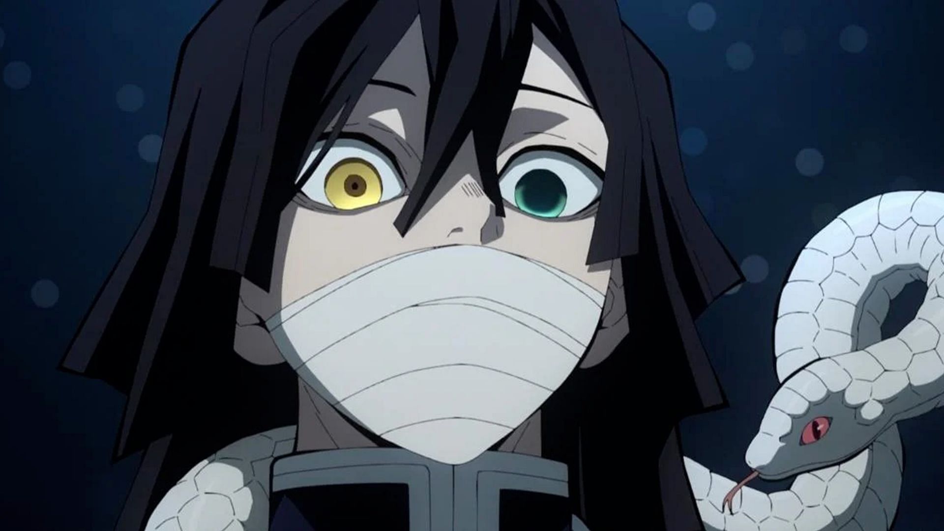 Obanai Iguro as seen in the anime Demon Slayer: Kimetsu no Yaiba (Image via Ufotable)