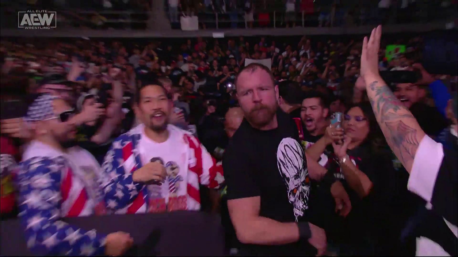 Moxley moving through the crowd during his entrance on Dynamite.