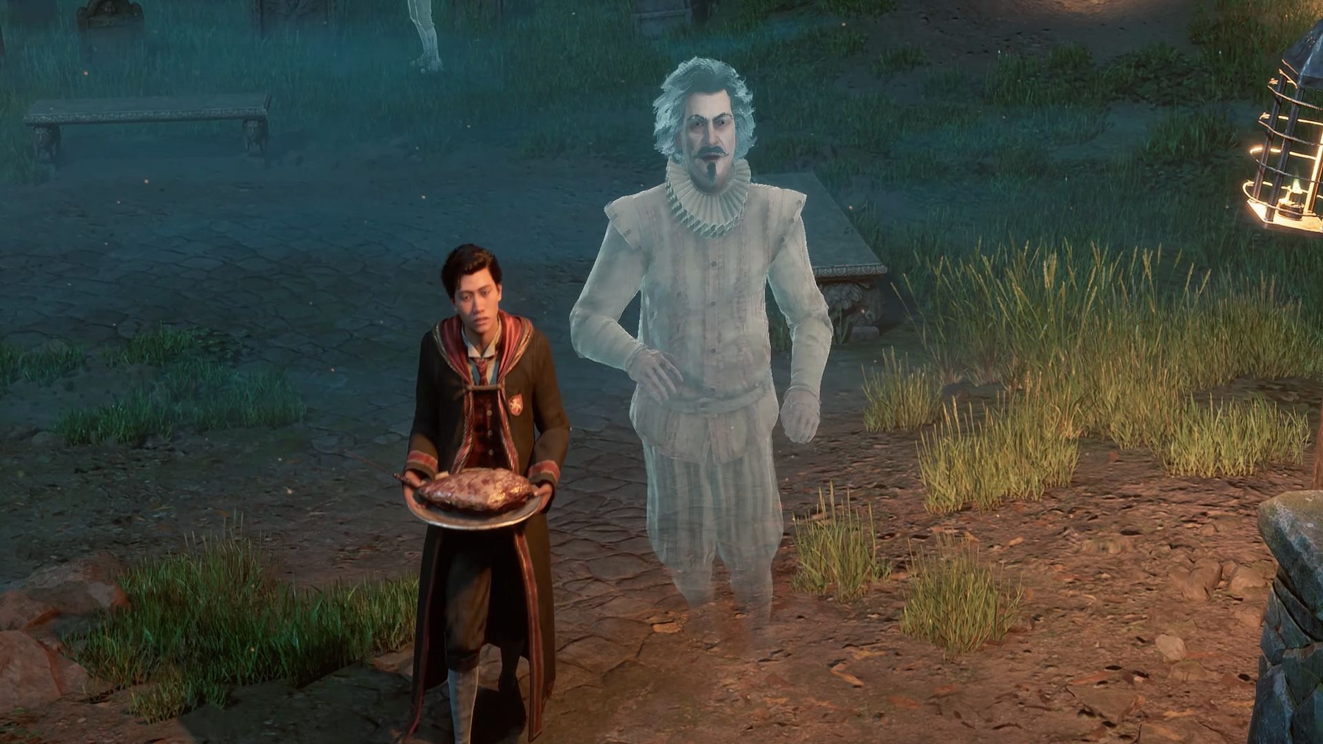 Gamers will be able to encounter Nearly Headless Nick during their time at Hogwarts (Image via Hogwarts Legacy)