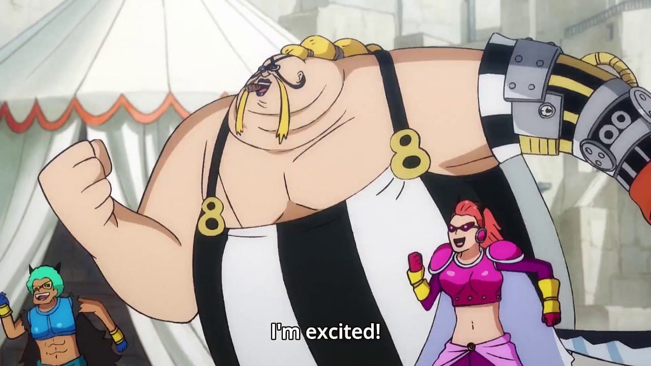 Queen (centre) as seen in the One Piece anime (Image via Toei Animation)