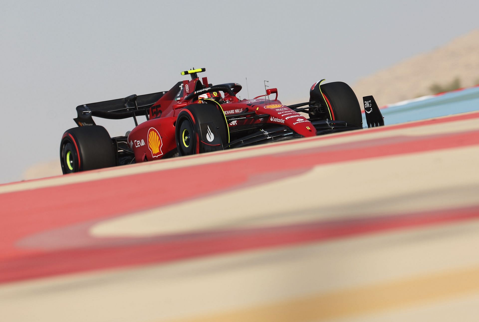 Ferrari&#039;s Carlos Sainz in action during Day 1 of pre-season testing in Bahrain (Photo by Mark Thompson/Getty Images)