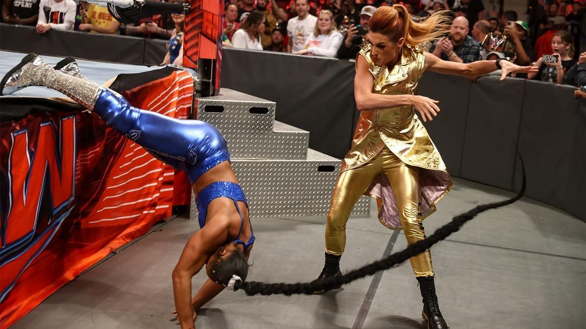 Becky L̥ynch took out Bianca Belair and injured her last week