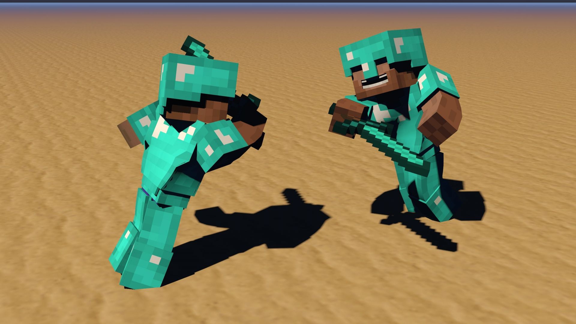 Two players engaging in PVP combat (Image via WallpaperAccess/Minecraft)