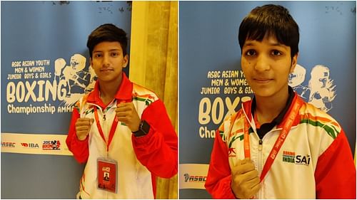 Nivedita Karki (L) & Tamanna at ASBC Asian Youth & Junior Boxing Championships (Pic credits: BFI)