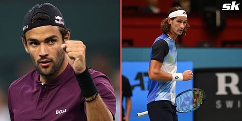 Matteo Berrettini (L) and Lloyd Harris.