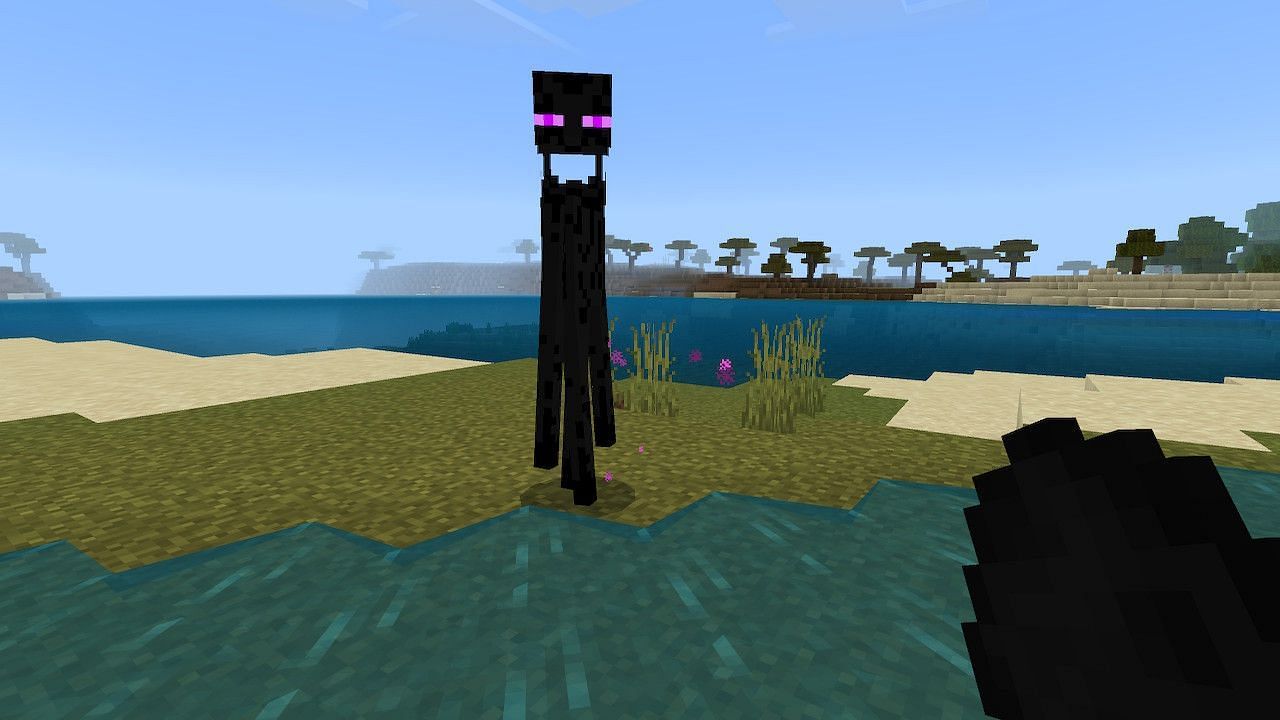 Endermen are terrified of water and will not come near users while they are in the water (Image via Minecraft)